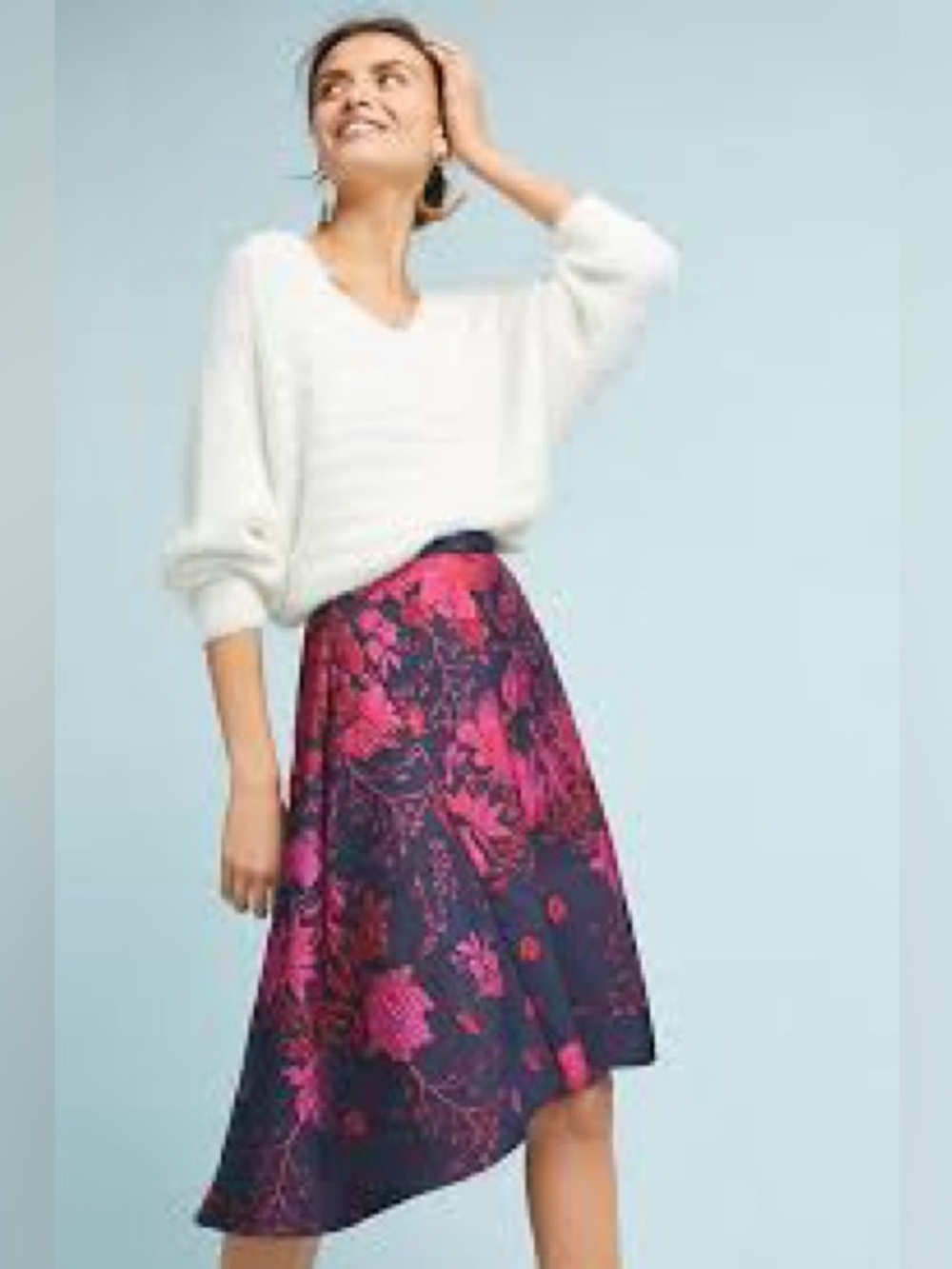 Anthropologie Eva Franco Asymmetrical Jacquard Skirt | A-Line High-Low | Size 4